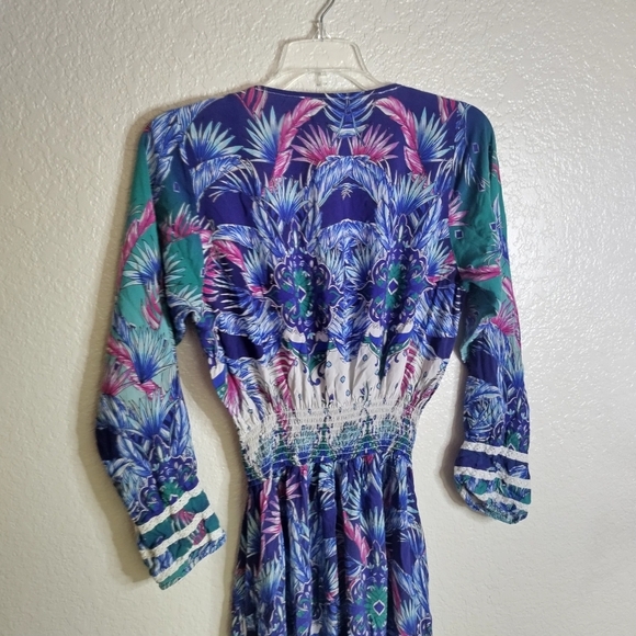 Melissa Odabash Caroline V Neck Bottom Down Boho Maxi Dress Sz M - Picture 9 of 12